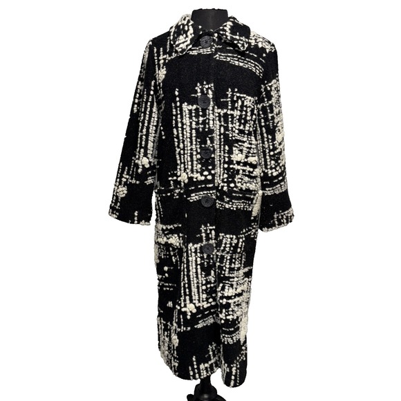 Liv By Habitat Jackets & Blazers - NEW Liv by Habitat Off The Grid Retro Coat Size S Black White Button Up Long‎